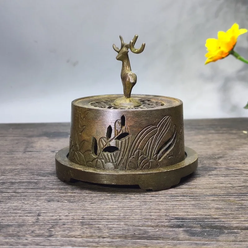 Vintage-style Reindeer for Home Use, Indoor Coil , Sandalwood and Agarwood Ornament, Alloy Incense Burner