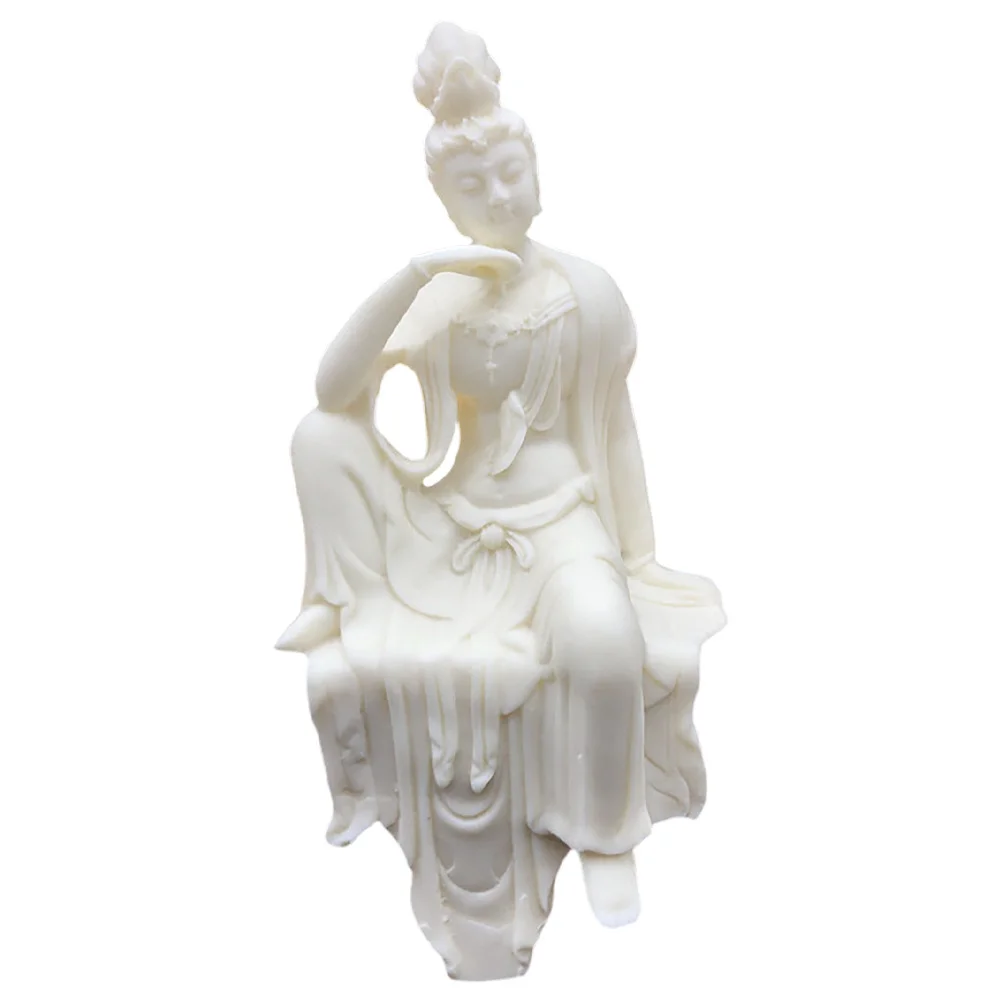 

Intricately Carved Guanyin Buddha Statue Nut Material Compassionate Goddess Sculpture for Home Office Feng Shui Decor