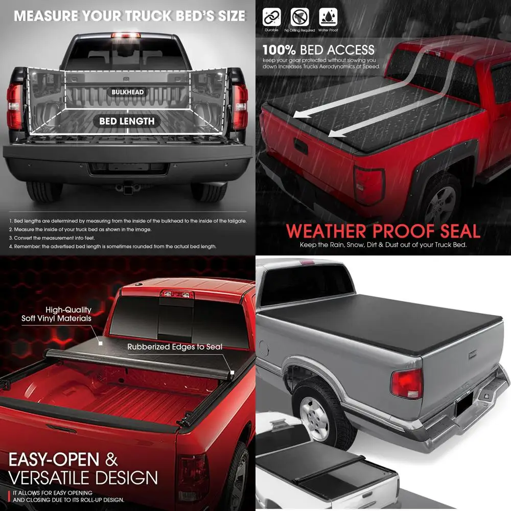

TTC-RU-040 Truck Bed Soft Roll-Up Tonneau Cover Compatible with 94-03 S10 Sonoma / 96-00 Hombre 6Ft Fleetside/Styleside Bed