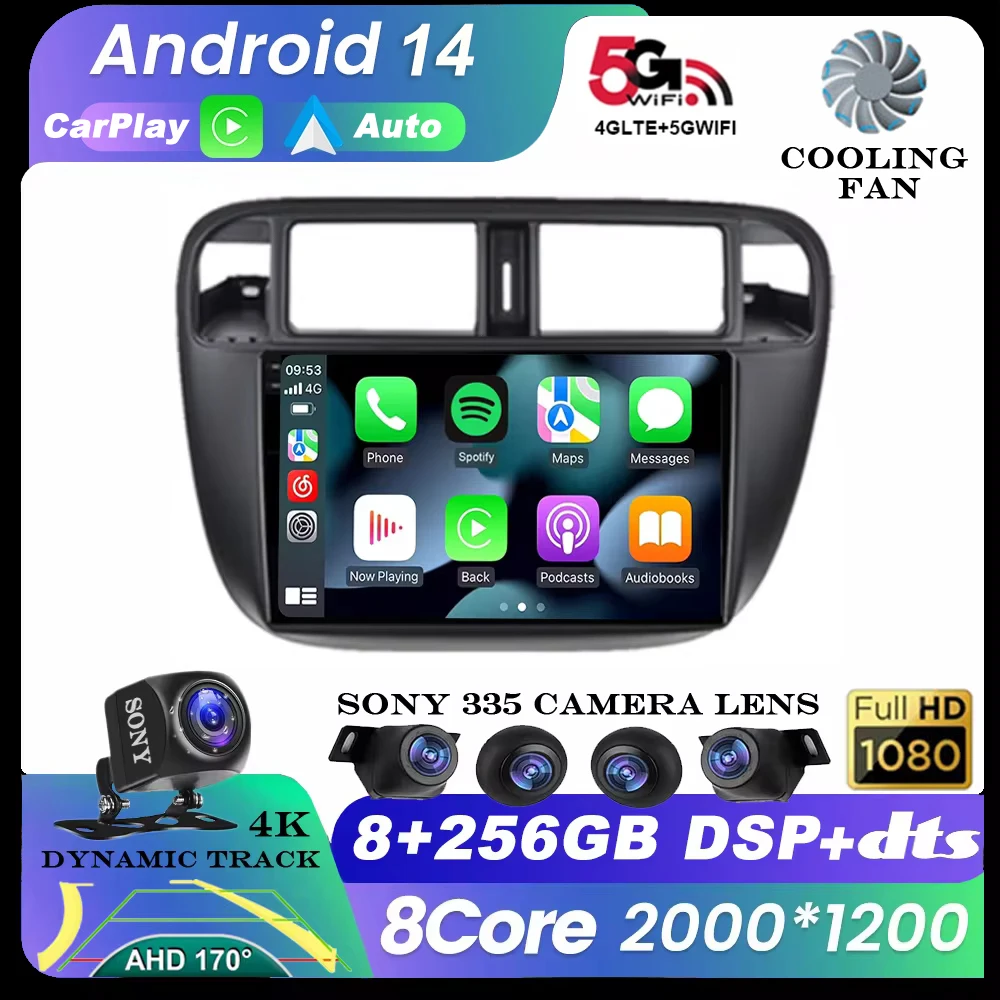 

Android 14 Auto Autoradio WIFI+4G For Honda Civic 1996 - 2001 Car Radio Multimedia Video Player GPS Navigation Stereo 360 Camera