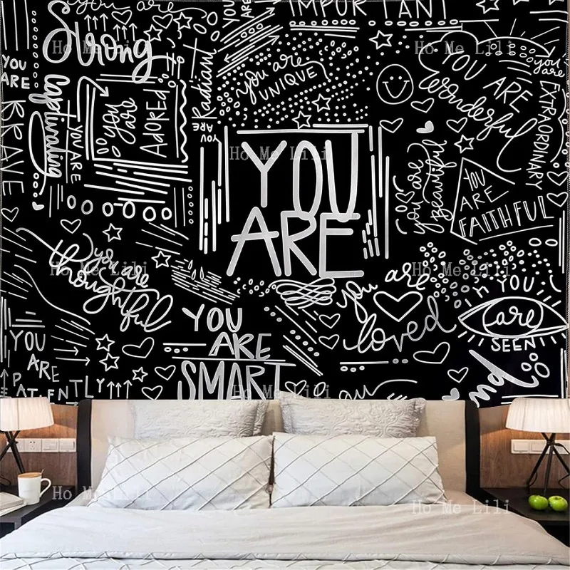 

Quote You Are Black And White Inspirational Classroom Kids Tapestries Wall Hanging Motivational Positive Affirmations Saying