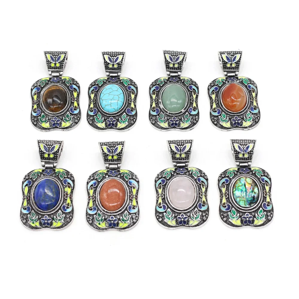 Natural Semi Precious Stone Pendant Rose Quartzs Retro Charms for DIY Jewelry Making Necklaces Bracelets Earrings Size 38x70mm