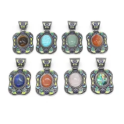 Natural Semi Precious Stone Pendant Rose Quartzs Retro Charms for DIY Jewelry Making Necklaces Bracelets Earrings Size 38x70mm
