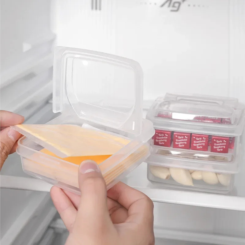 Cheese Slice Storage Box Butter Crisper Refrigerator Cheese Slice Container Transparent Cheese Slice Seal Box Kitchen