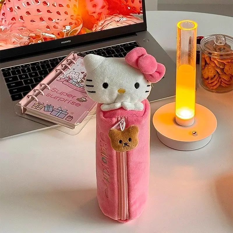 

Мультфильм Kawaii Hello Kitty пенал Sanrio аниме плюшевая кукла милый милый розовый большой картридж школьные принадлежности сумка для канцелярских принадлежностей