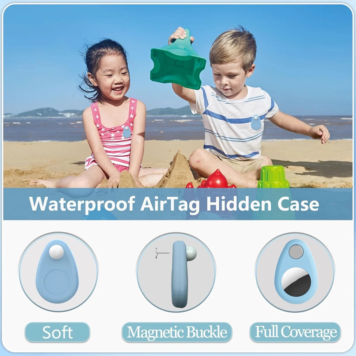 Airtag Holder for Kids Hidden with Safety Pin Anti Lost Silicone GPS Tracker Cover for Kids Elderly Luggage Backpack Clothes