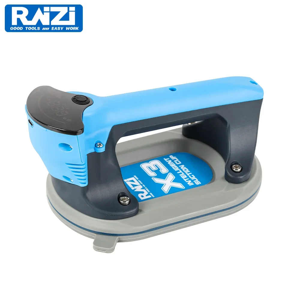 RAIZI X3 Intelligent Rechargable Digital Display Electric Vacuum Suction Cup 140KG Lifter for Granite Glass Tile Smooth Matte