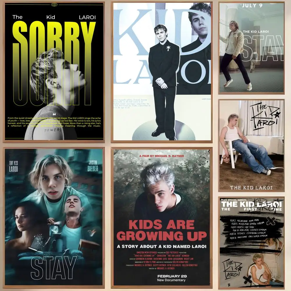 مغني الراب K-كيد L-LaroI اللوحة الخط شخصية المساحات قماش المشارك جدار جدارية الفن صور لغرفة ديكور المنزل #1