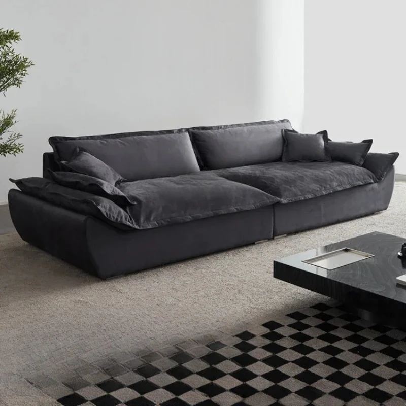 

Italian minimalist cloud sofa living room cat scratch matte fabric designer light luxury cream sofa