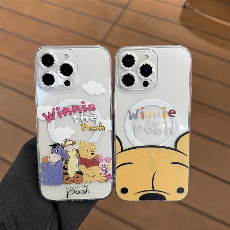 Милый чехол Eeyore Winnie the Pooh Tigger из ТПУ Magsafe с беспроводной зарядкой для iPhone 11, 12, 13, 14, 15, 16 Pro Max, магнитный держатель с мультяшным рисунком