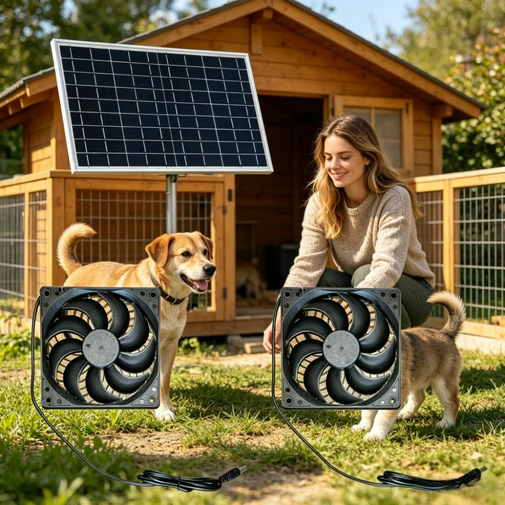 

Solar Powered Ventilation Cooling Fan 10W 15W Weatherproof Dual Exhaust Fan for Chicken Coop Greenhouse Dog House RV Shed Attic