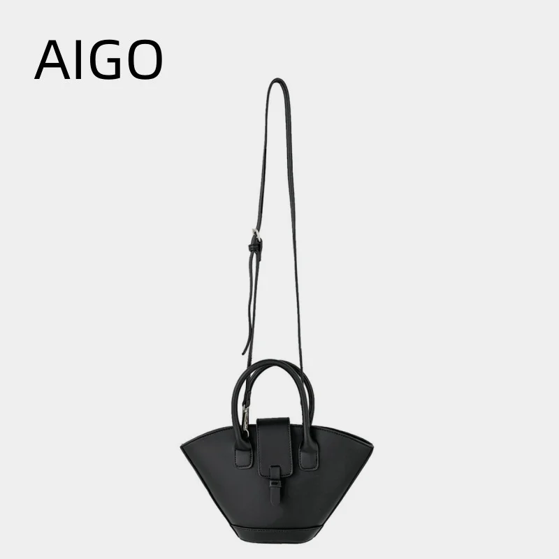 AIGO New Handheld Wing Modny i najwyższej jakości kosz na warzywa z prostym wzorem PU Crossbody Bucket Bags dla kobiet Bolsa