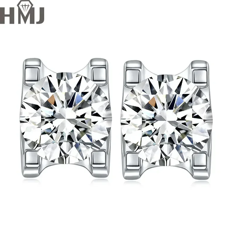 Real Moissanite Diamond Star Stud Earrings GRA Certified D Color 100% Pure 925 Sterling Silver for Women Wedding Fine Jewelry