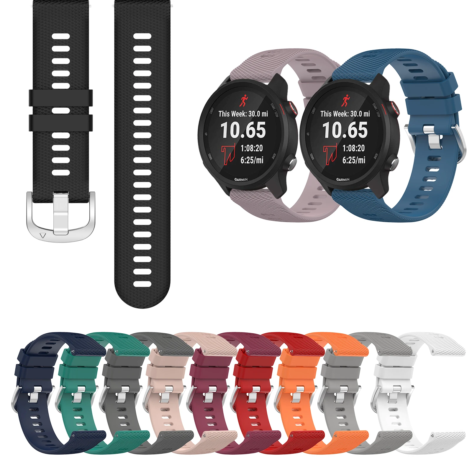 

Silicone Strap For Garmin Forerunner 265 255 255S 265S 245 245M 645 645M 55 158 165 Music Simple Colors Smart Band