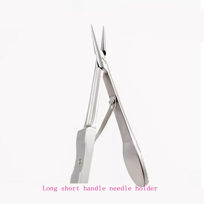 Long And Short Stem Needle Holding Forceps Stainless Steel Microsurgical Clamps Ophthalmic Aesthetic Double Eyelid Surgical 13cm