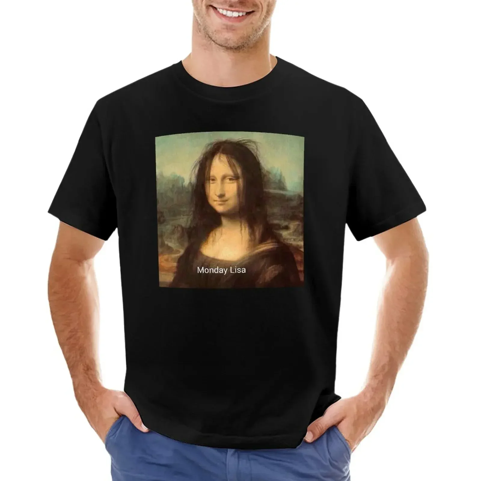 Monday Lisa Mona Lisa Da Vinci joke - Postmodern Art T-Shirt custom t shirts tees funny t shirts for men