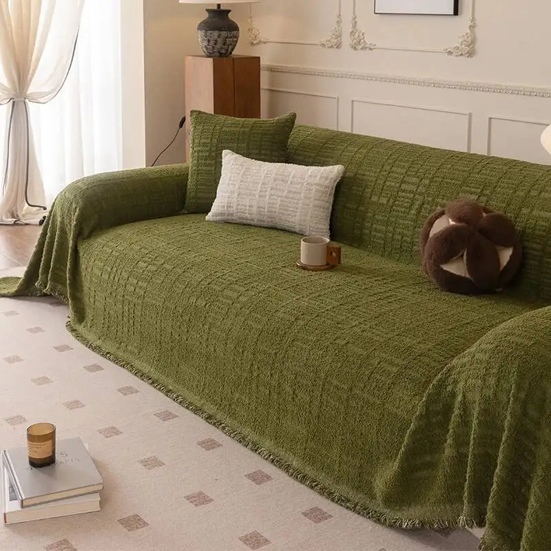 

1PC Sofa Cover Thickened Autumn Winter Solid Color Non-Slip Wear-Resistant Warm And Dustproof Seat Cushion Home Textile
