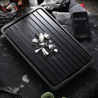 Household Aluminum Fast Defrosting Tray Rectangular Black Thawing Plate With Water Storage Box Meat Thaw Frozen Board Beef