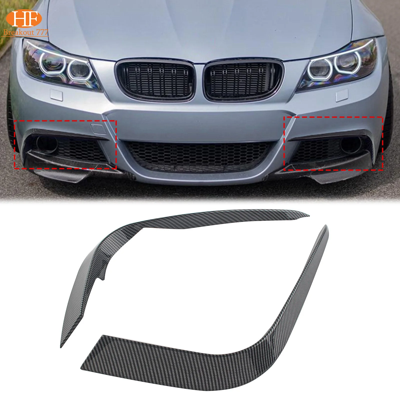 

For BMW 3 Series E90 E91 LCI M Sport 325i 335i 2009-2012 Front Bumper Spoiler Diffuser Splitter Air Vent Trim Body Kit Tuning