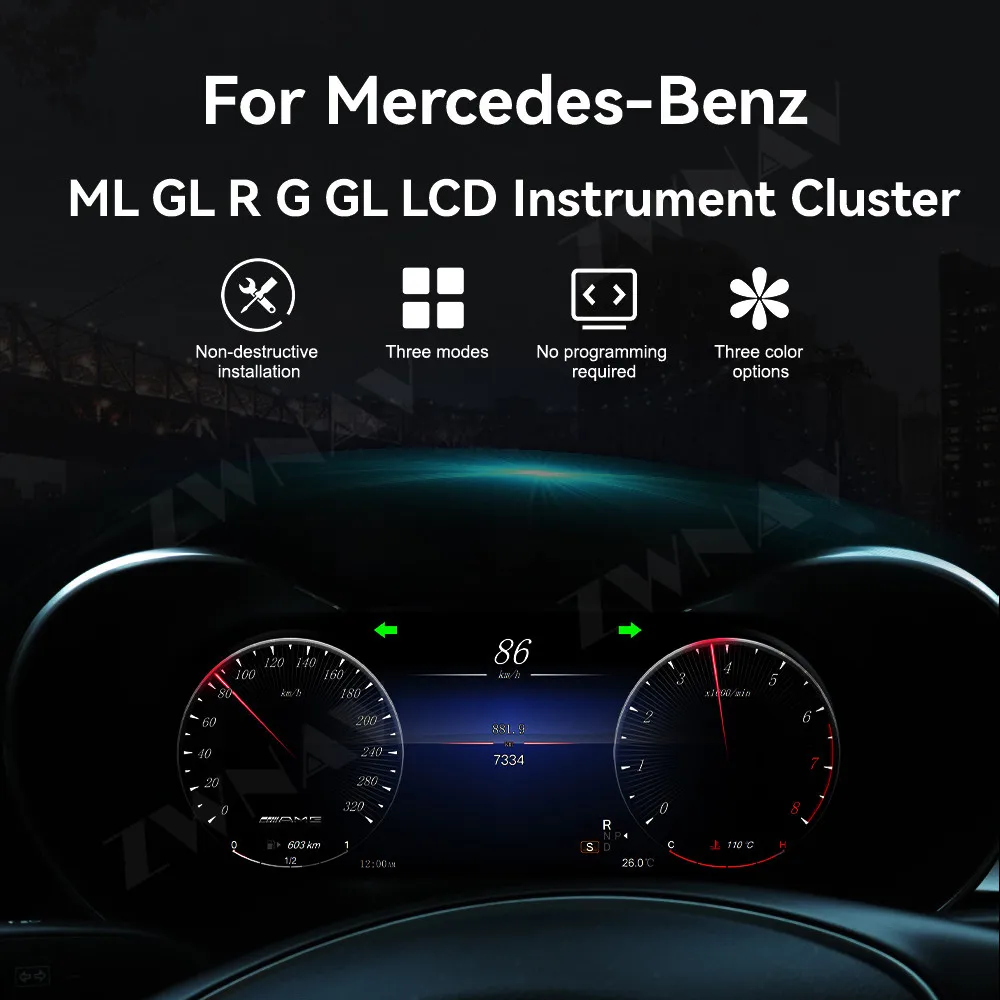 

Обновленный кластер для Mercedes Benz ML GL R G GLS, Полный ЖК-кластер для инструментов, виртуальный вождение, экран дисплея приборной панели