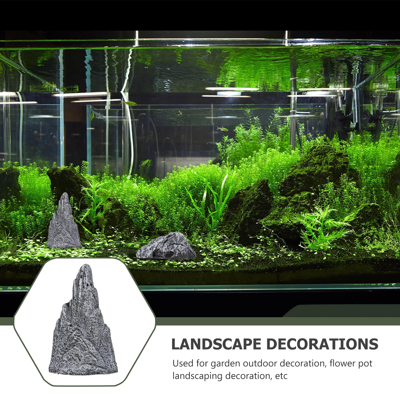 

3Pcs Simulated Landscape Stones Rockery Decors Durable Mini Garden Outdoor Decoration Aquarium Adornments Rockery Stones