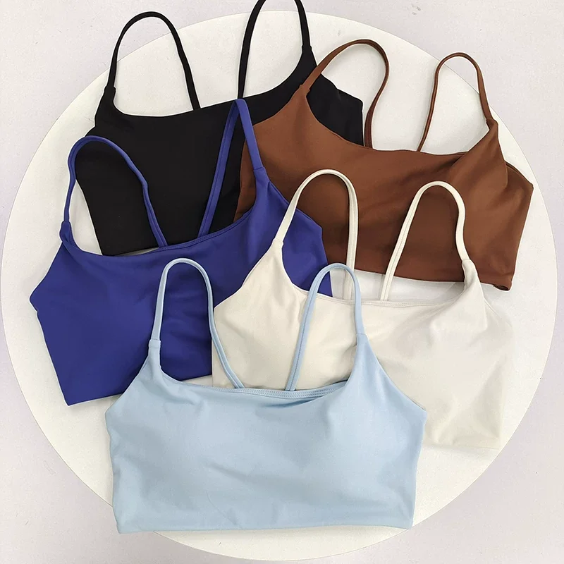 Women's V-Back Fixed Pads Sports Bra Quick Dry High Support for Yoga Gym Running Daily Wear