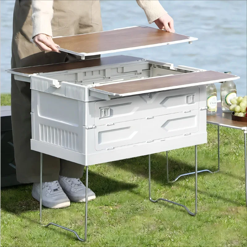 

Camping storage box Portable outdoor stall Multifunctional foldable camping lunch box Car finishing storage box