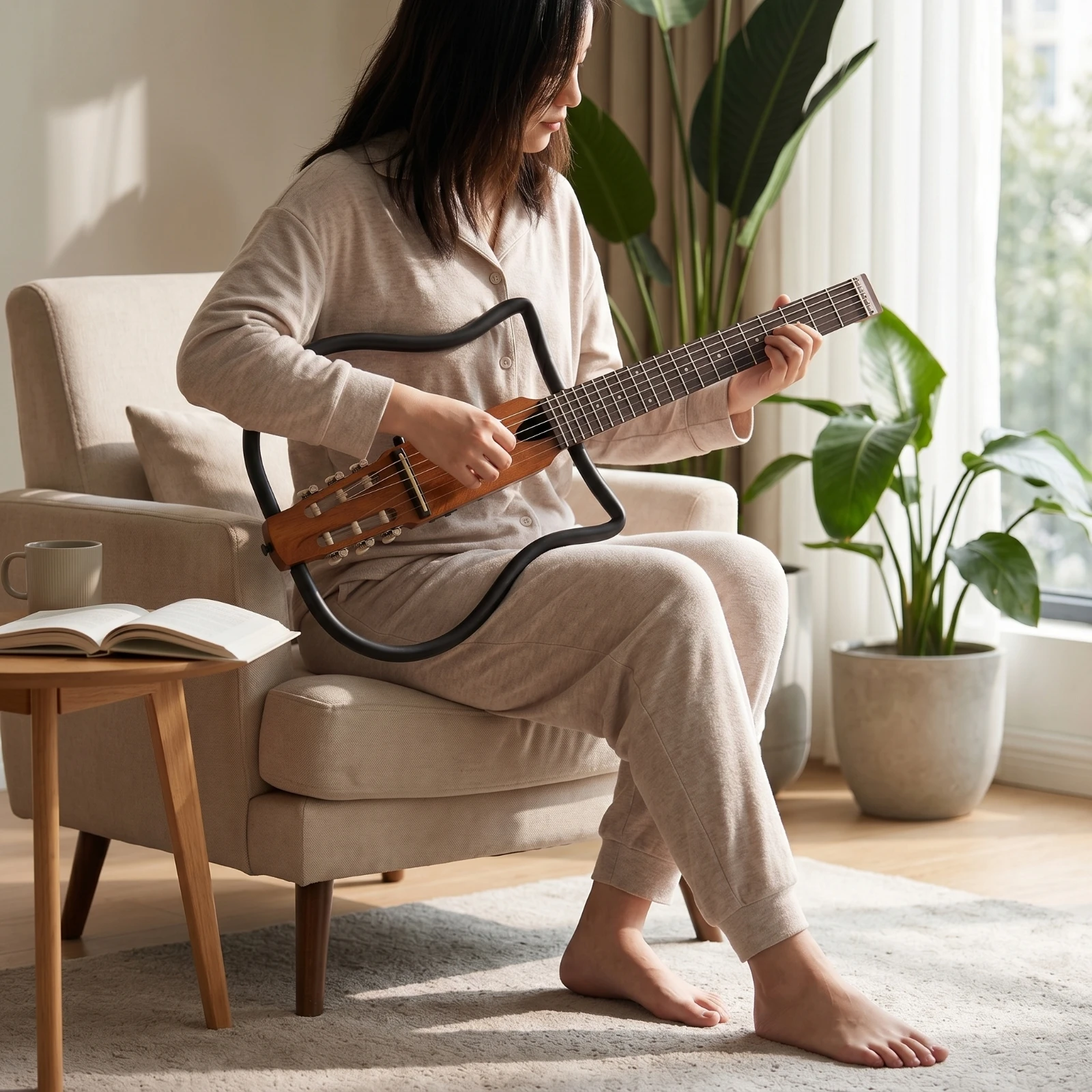 Folding Guitar Portable Headless Guitar Collapsible Classic for Travelers, Travel, Practice view 6