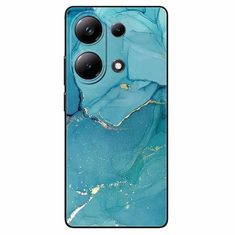 For Poco M6 Pro 4G Case Fashion Marble Silicon Black Cover for Xiaomi Poco M6Pro 4G Phone Case M 6 Pro Soft Shells PocoM6Pro 4G