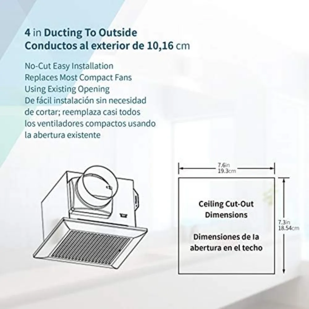 Entraînement de module très silencieux 80 CFM, 1.5 Sone, pas d'accès au grenier nécessaire, installation HOVentilation et ventilateur d'accès