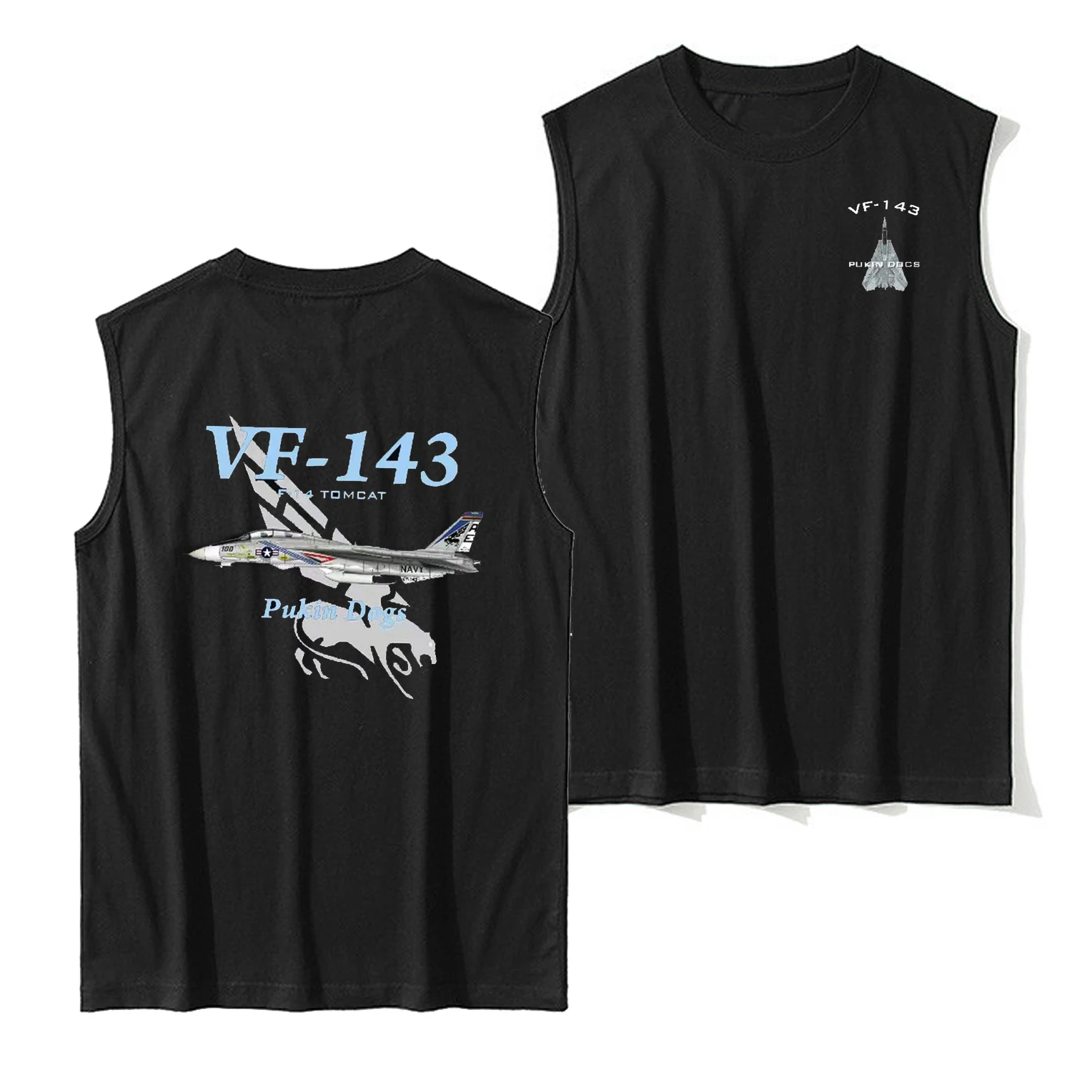 

Naval VF-143 Pukin Dogs Squadron F-14 Tomcat Fighter Tanktop 100% Cotton O-Neck Summer Casual Mens Tank Tops Sleeveless T-shirt
