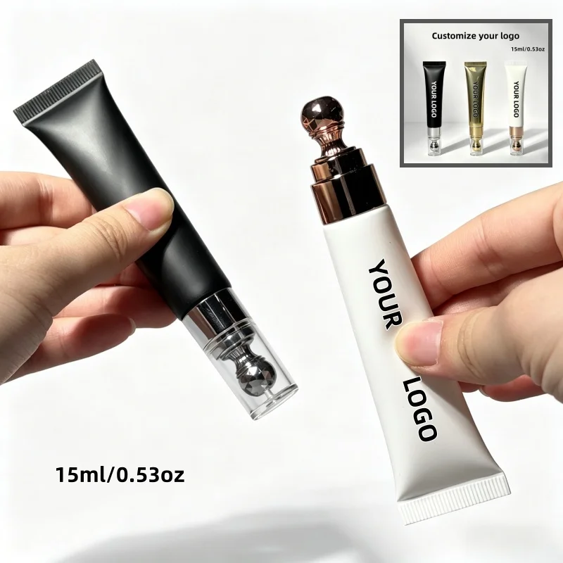

【Logo Custom】50Pcs Lip Gloss Tube Cosmetics Packaging Bottle 15ml Empty Diamond-shaped Metal Applicator Squeeze Lip Balm Tube