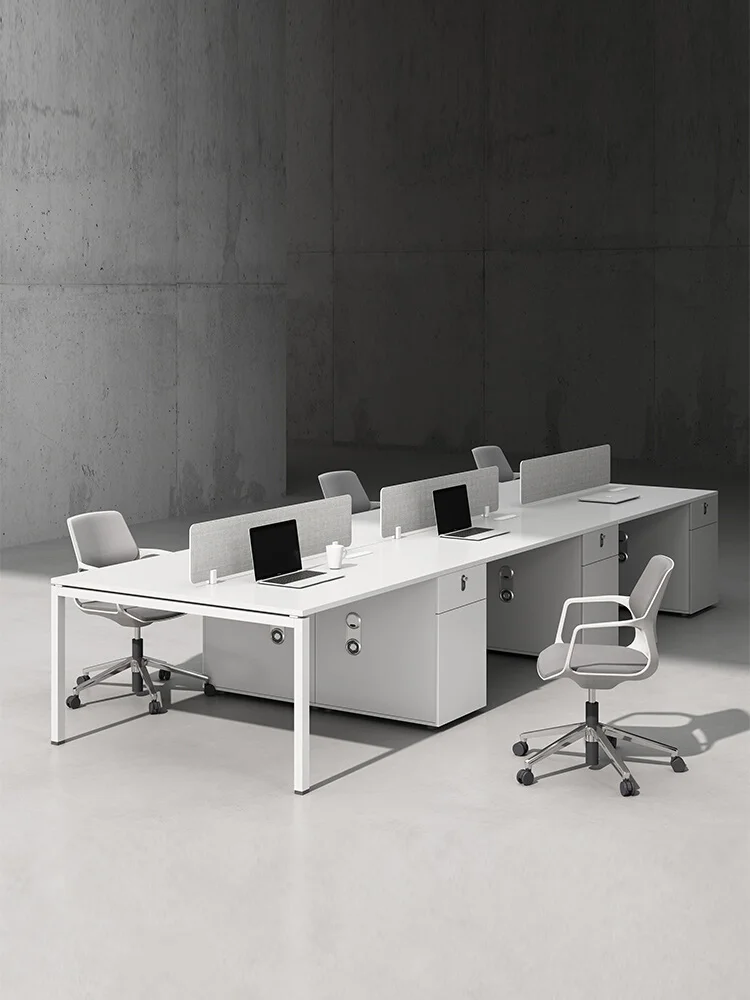 Wholesale staff office desk and chair combination solid color 2_4_6 people workstation staff special computer desk