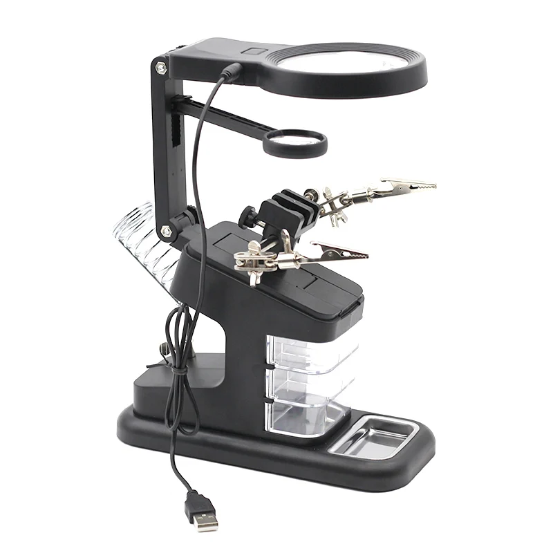 Schweißen Lupe LED Licht Hilfs Clip Lupe Lupe 3 In 1 Hand Löten Lötkolben Ständer Halter Station