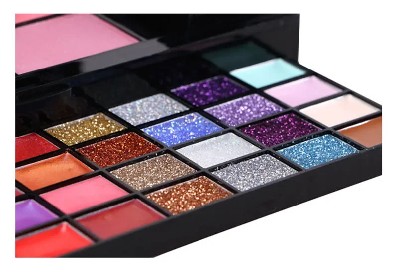Combinaison de fard à paupières, 74 couleurs, brillant à lèvres, ensemble de maquillage tout-en-un, plateau de fard à paupières mat, correcteur, rouge à lèvres Flash, boîte de kit de maquillage