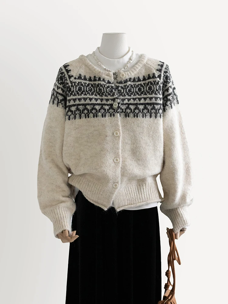 

Retro Thiened Lazy Knitted Sweater Women's Outerwear Spring Autumn Winter Loose Cardigan Coat Open Front Long Sve round ...