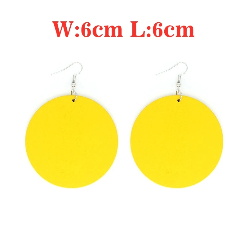 SOMESOOR DIY Painting Blank Round Wooden Drop Earrings 10 Colors Handmade Wood Photos Pendant Dangle Jewelry For Women Gifts