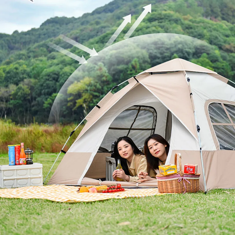 Instant Pop Up Tent Waterproof Dome Automatic Camping Couple Tent Double Layer 4 Seasons Outdoor Family Travel 2-4 Persons Tent