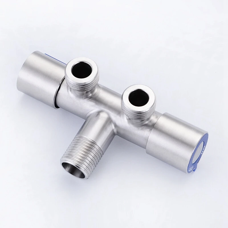

【A08I】G1/2 X 1/2 304 Stainless Steel One Into Two Three-Way Angle Valve, Double Handle Double Control Single Cold Multi-Function