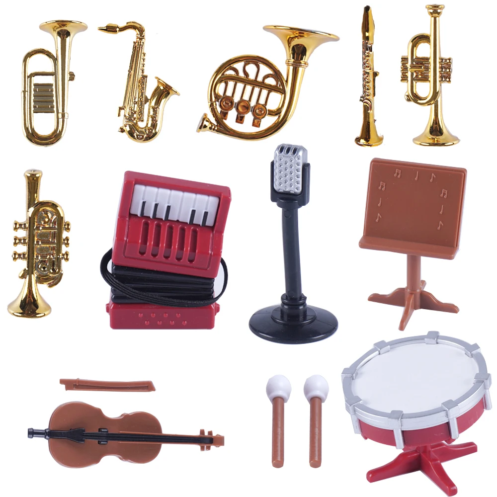 Toys Girl Music Box Scene Accessories 1 12 Scale Dollhouse Furniture Mini Grand Piano Miniature Items Saxophone Instrument Set