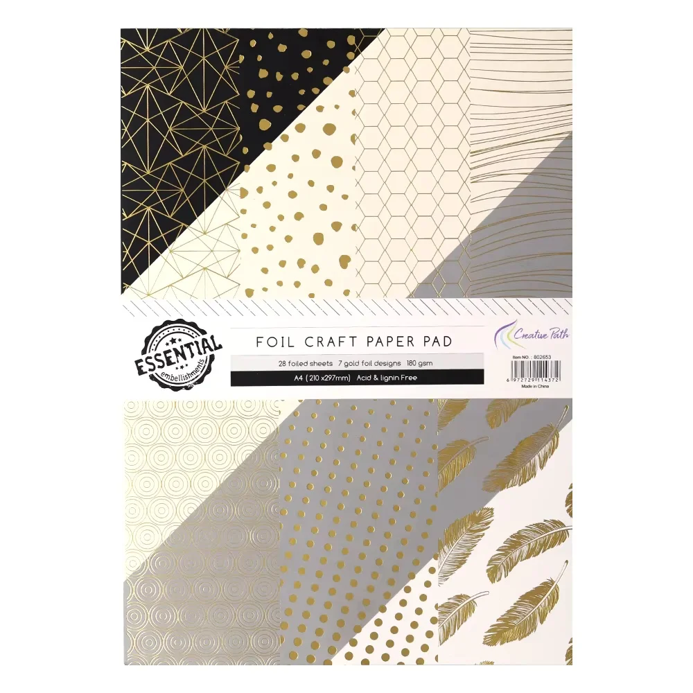 Creatieve Path A4 Goudbladblaadjes Getextureerd Decoratief Scrapbooking Papier Goud Zilver Folie Knutselpapier Blok Voor Planner Journaling