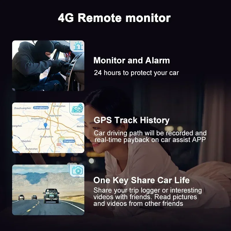 Bluavido 4G Android 10 Car Mirror Dashcam 3 Cameras GPS ADAS BSD 2G RAM+32G ROM FHD 1080P Video Recorder 24H Parking Monitor DVR