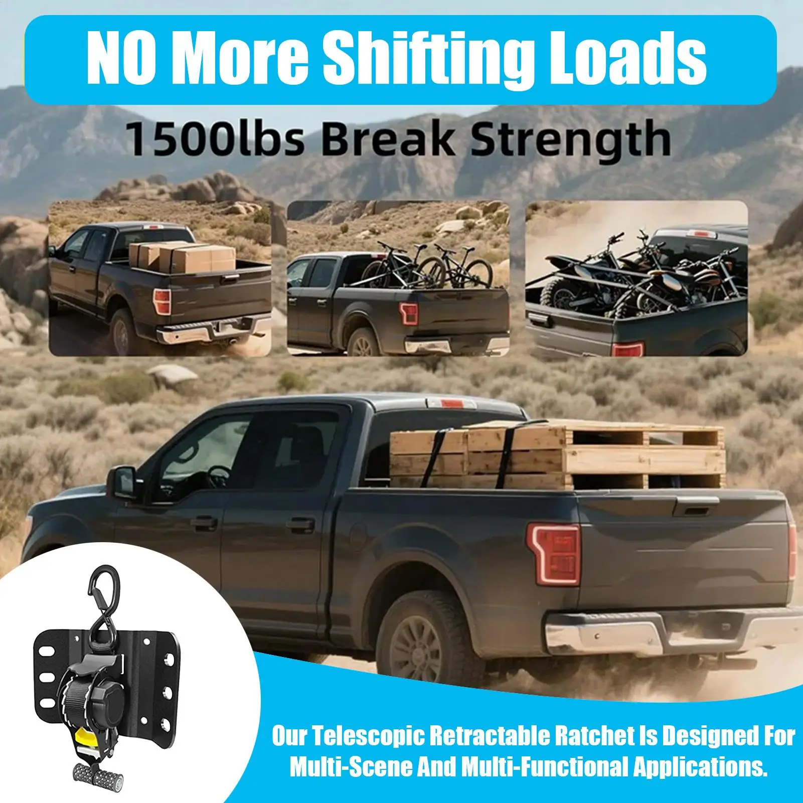 自動巻き取り式ラチェットストラップ、タイダウンストラップ、簡単巻き取りフックシステムアクセサリー、カヤック、貨物、家電、ATV、バイク、トレーラー用