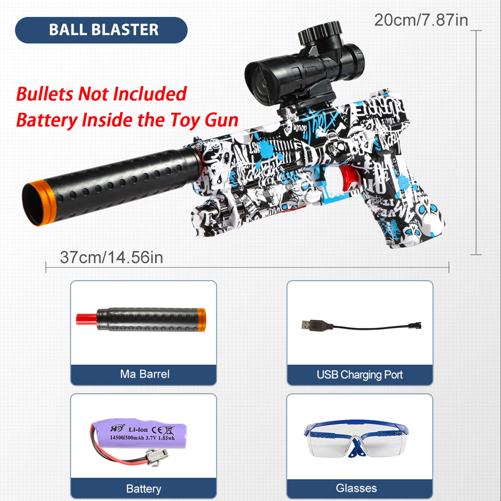 Set di pistole blaster elettriche M416, giocattolo da tiro ad alta precisione, regalo giocattolo all'aperto perfetto per il compleanno (proiettili esclusi)