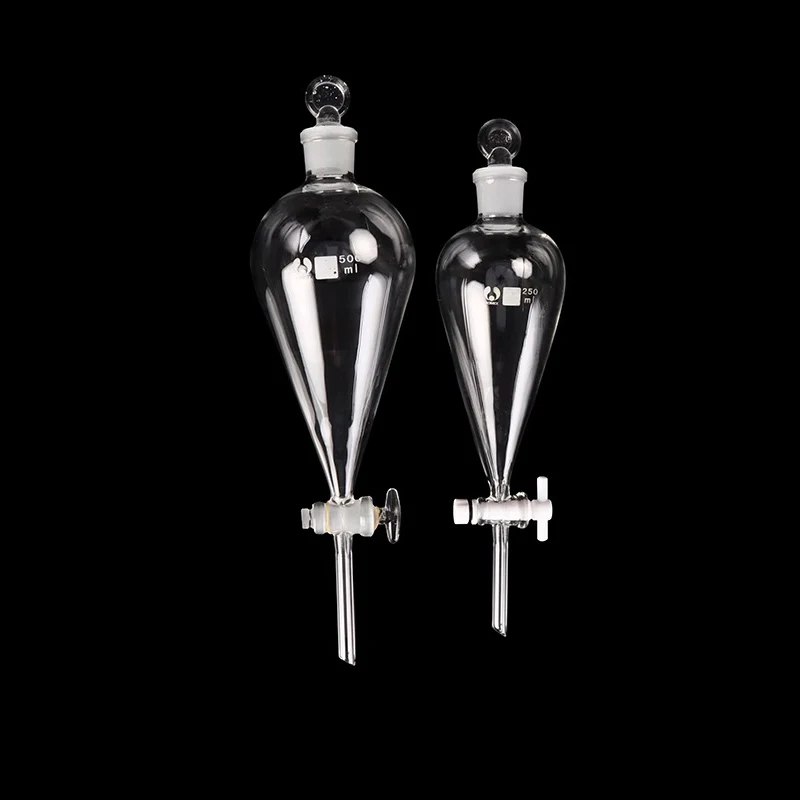 60ml-1000ml Lab Pear-Shaped Glass Separatory Funnel Separating Separation Used to Eurify Essential Oil Chemical Experiment