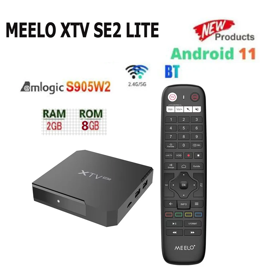 Meelo Plus XTV SE2 Lite TV BOX IR o BT remoto Android 11 Amlogic S905W2 4K 2G RAM 8G ROM BT My1tv vs xtv air