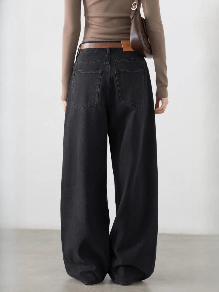 Plus Size Korean Women's Retro Wide-Leg Denim Jeans
