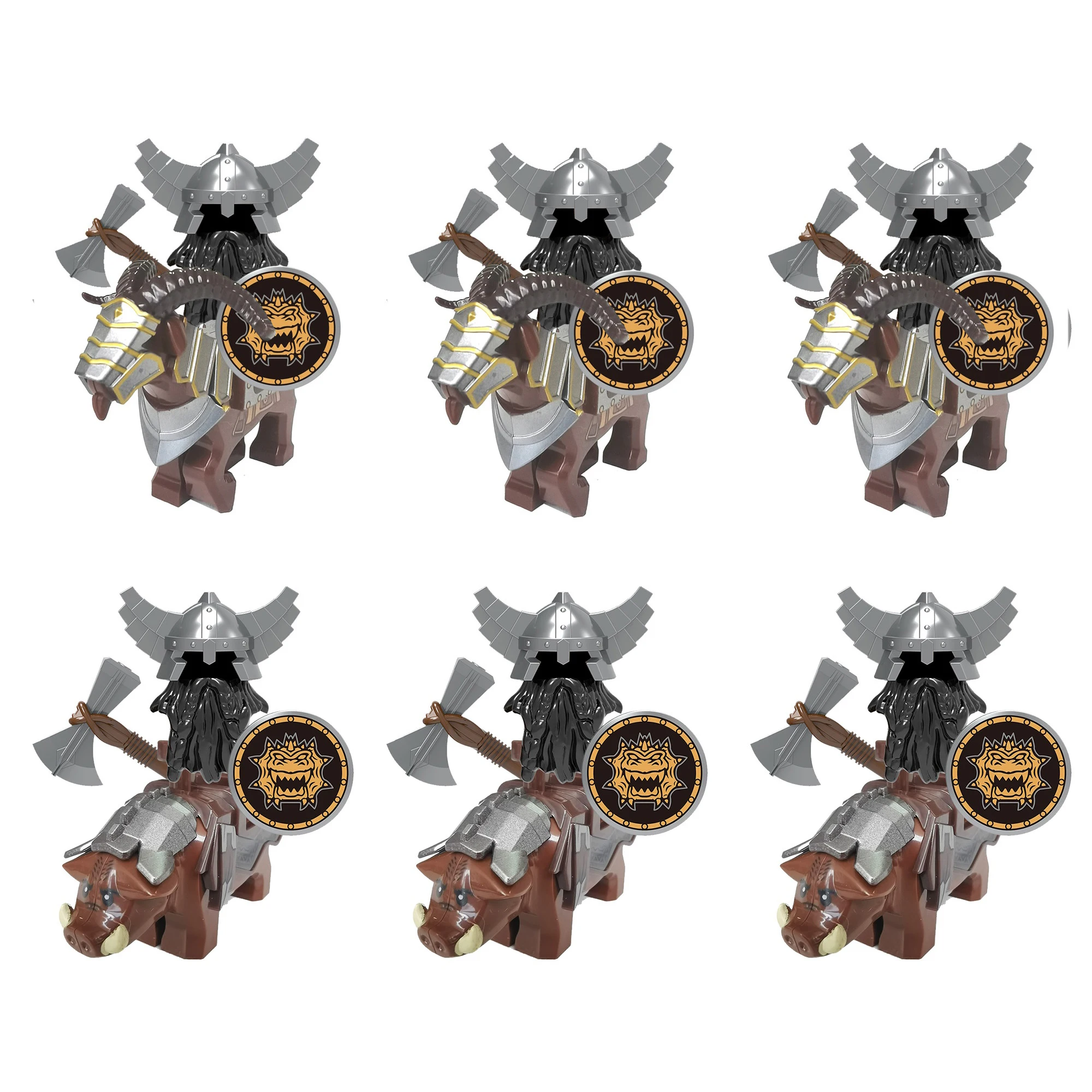 Boar Mount Horse for Dwarf Castle Medieval Age Royal Cavalryman Knights w/ Battle Steed Cavalry Warrior Building Block