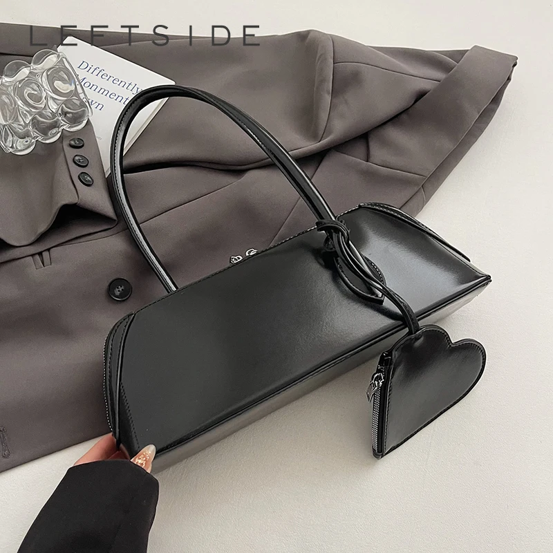 

LEFTSIDE Design PU Leather Small Underarm Bags Lady Shoulder Bag for Women 2025 New Trend Short Handle Handbags and Purses