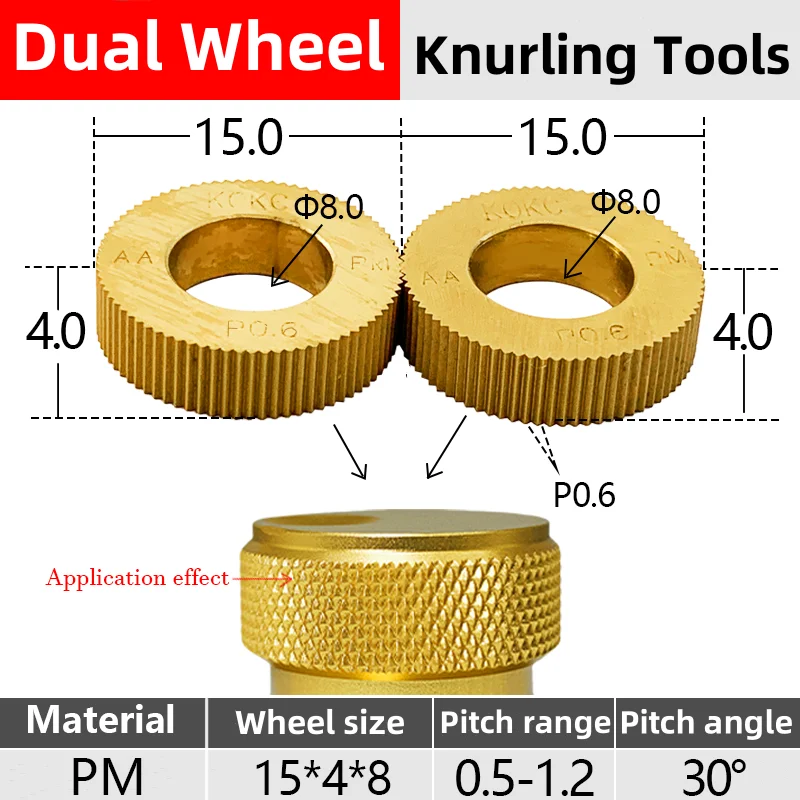 Stuka Square Diamond Pattern 15*4*8 BR15° AA90° Cut Knurling Tools Wheel KOKC For CNC Lathe Feeding